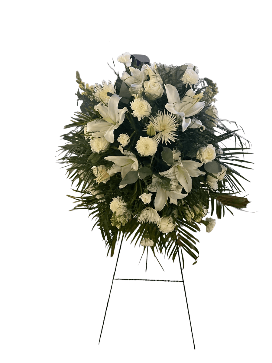 All White Standing Spray - Mikells Florist